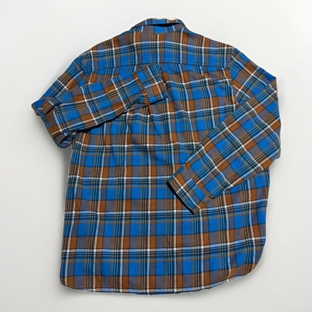 The North Face Flannel Shirt Mens XL Blue Brown Plaid Button Up